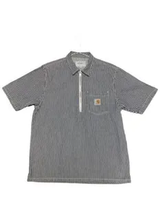 Carhartt WIP ストライプ 半袖シャツ M ジップ