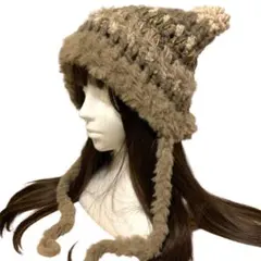 な*る様 【現品限り‼️】猫耳ニット帽　猫耳帽子　ニット帽　ボンネット　y2k