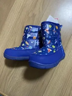 宇宙柄 青 スノーブーツ 冬用