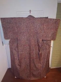 美品　洗える着物　小紋　袷　草花柄のサムネイル