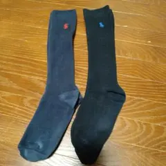 ポロラルフローレンロゴ刺繍 黒とグレーのソックス