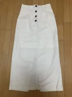 LOWRYS FARM フロントボタン ロングスカート ホワイト Lのサムネイル