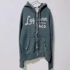 ホリスター ジップアップパーカー フード 長袖 刺繍 S グレー グランジ加工のサムネイル