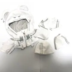 ぬいぐるみ服 20cm ぬい服 くま耳　サイバー　パーカー　白　無属性　2