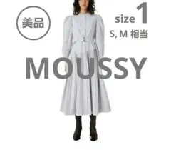 MOUSSY　マウジー　BELTED PLEATS ドレス　ストライプ　ベージュ