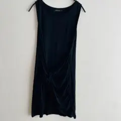 黒 ドレープ ノースリーブワンピース M