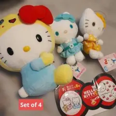 ハローキティ ぬいぐるみ マスコット 缶バッジ 4セット