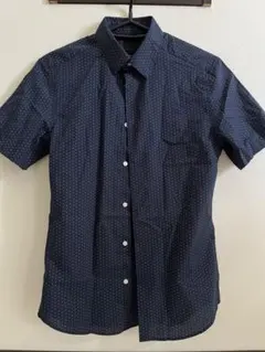 H&M ネイビー ドット柄 半袖シャツ XS
