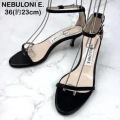【超美品】NEBULONI E. レザー アンクルストラップ サンダル 黒 23のサムネイル