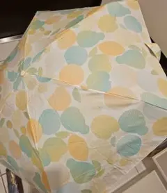 折りたたみ傘 水色 黄色 ドット柄 収納ケース付き