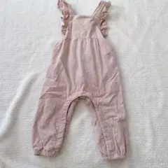 ピンクベージュコーデュロイ フリルオーバーオール70