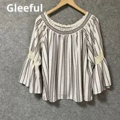 Gleefulオフショルダー五分袖ブラウス ホワイト/レッド/ブラック