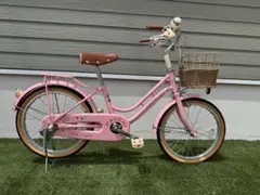 HACCHI 子供用自転車 ピンク バスケット・両立スタンド付きのサムネイル