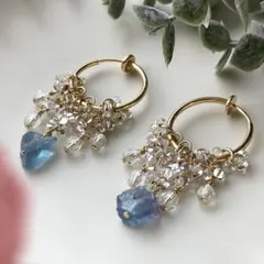 イヤリング＊フローライトとチェコビーズの　シャンデリアイヤリング