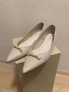 LE TALON ポインテッドダブルメタルリボンフラット ナチュラル