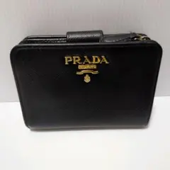 PRADA プラダ サフィアーノ メタル 二つ折り財布 1ML018 黒