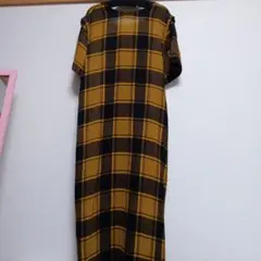 チェック柄 半袖ロングシャツワンピース サイズ0