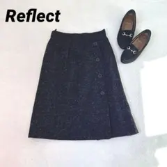 t45 【Reflect】ツイードスカート ラップ風 ネイビー 7号ウール日本製のサムネイル