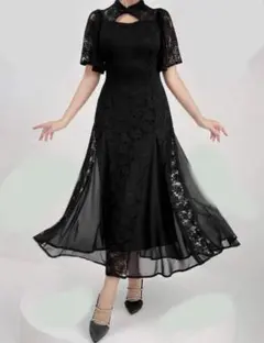 チャイナ風ブラックレースのドレス