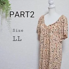 Part2 ハンカチーフスリーブ 花柄 半袖チュニック LLサイズ