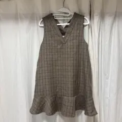 moi tytto チェック柄 Vネック ワンピース