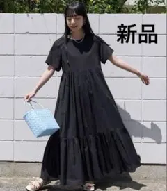 新品 フリークスストア インドボイルバックオープンパフスリーブワンピース 黒