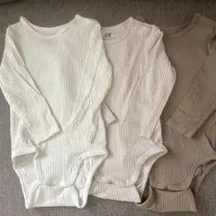 H&M リブ編みコットンロンパース 3点セット