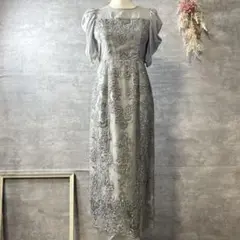 epic day ギャザースリーブレースロングドレス 結婚式 ワンピース　M