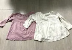 UNIQLO ソフトタッチコットンクルーネックT 90 白 ピンク 2枚セット