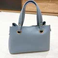【極美品】 ハンドバッグ ショルダーバッグ　2way ブルー　大容量　マチ有り