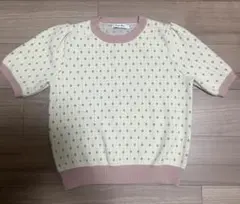 【未使用品】Knit Mix 半袖ニット　サマーニット　 パフスリーブ Sサイズ