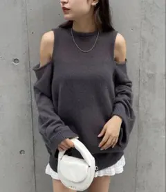 mystic mline シアー肩開きニット