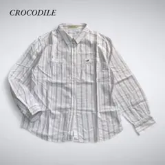 Z10-023 CROCODILE ストライプシャツ LL ピンク 白