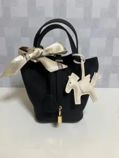 高級 本革 キューブバッグ ハンドバッグ (専用インナーバック付)