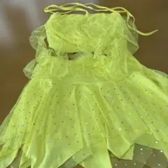 キッズダンス衣装　スパンコールとレース　レモンイエロー