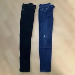 スキニーデニム ブラック ダークブルー 2色セット