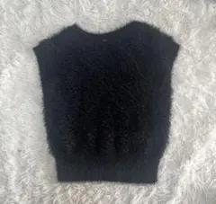 ニットベスト　シャギーニット　黒