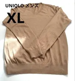 UNIQLO ウールVネックセーター メンズXL/ベージュ