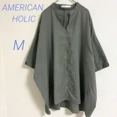 AMERICAN HOLIC　美品 半袖スキッパーシャツ　カーキ Mサイズのサムネイル