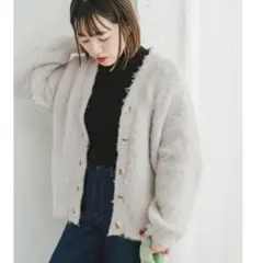 未使用　【アイテムズ アーバンリサーチ】起毛シャギーカーディガン　グレージュ