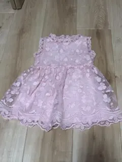 キッズワンピース キッズドレス ピンク花柄レース ワンピース　90