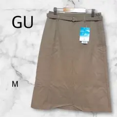 【美品】GU ジーユー セミフレアスカート【M】ベージュ