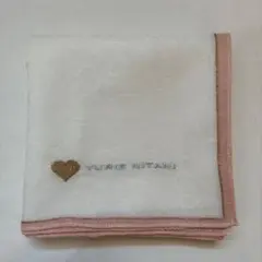 YURIE NITANI ハンカチ ハート　白　薄ピンク金色
