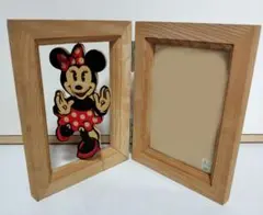 ミニーマウス 木製フォトフレーム 二つ折り式