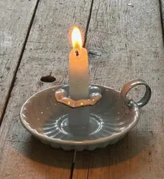 フランスアンティーク　ホーロー製　キャンドルホルダー　ブルー　ブロカント　蚤の市