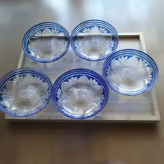 花模様のガラス皿 5枚セット