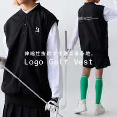 完売品ユニセックス＊ANTIQUA GOLF ロゴゴルフベスト重ね着レイヤード