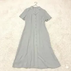 【美品インポート】美シルエットバックリボン付 ロングワンピース L ベージュ