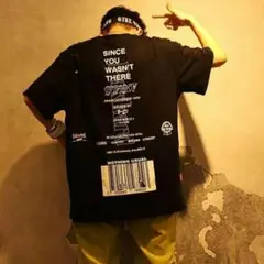 メンズ 半袖 Tシャツ 黒XXL　ビッグシルエット ビッグT バーコード