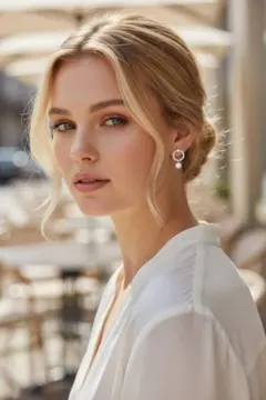 スワロフスキー Constella クリスタルピアス ホワイト フープ 上品